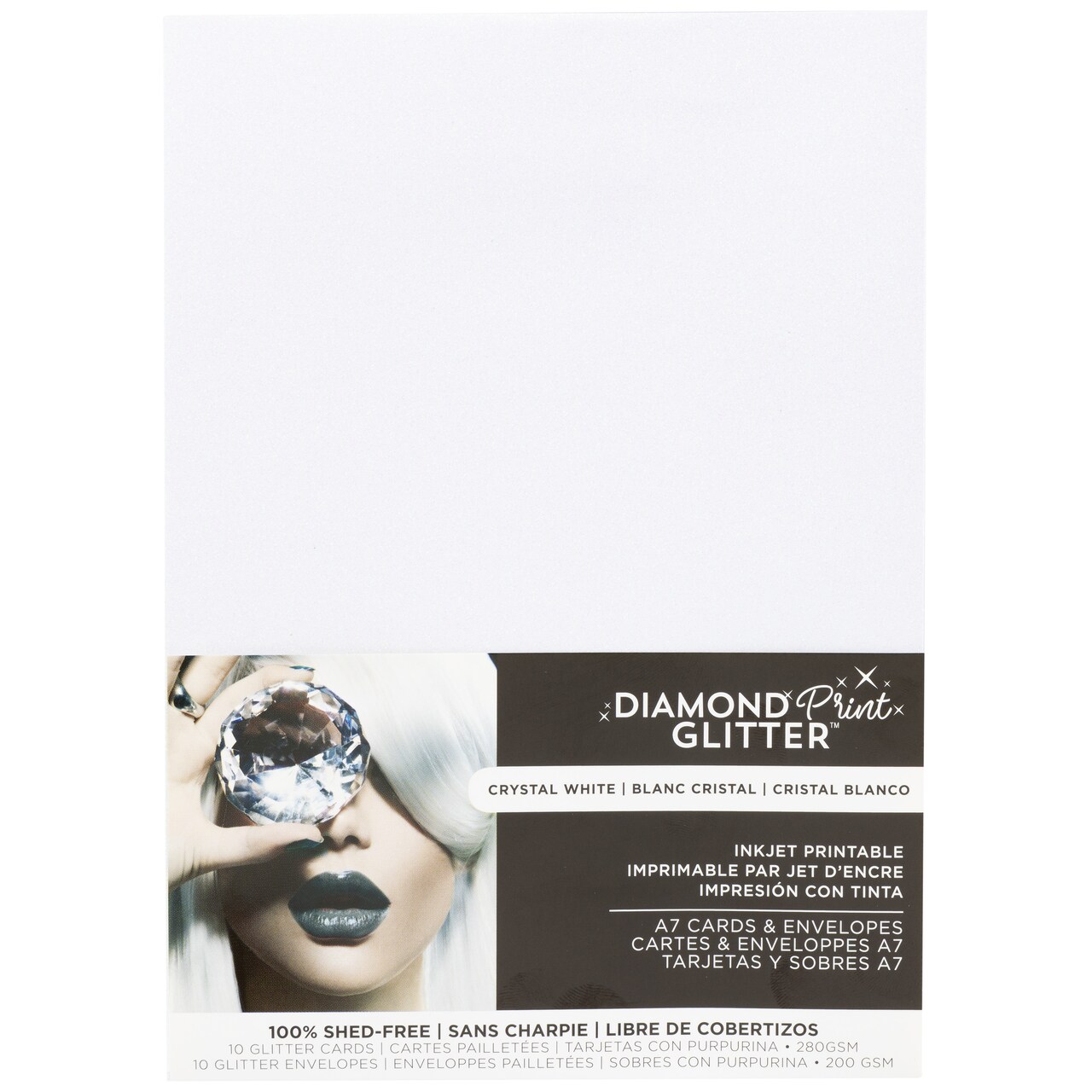 Harmony Paper Inkjet Printable Glitter Cards & Envelopes A7-Crystal White